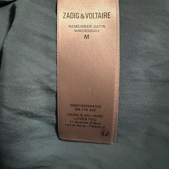 NWT Zadig & Voltaire Remember Satin V-Neck Mini Dress- Medium $345 - Picture 4 of 16